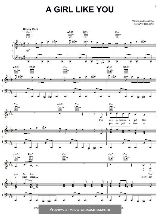 A Girl Like You: Para vocais e piano (ou Guitarra) by Edwyn Collins