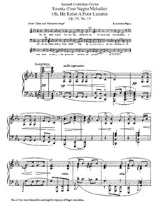No.19 Oh, He Raise a Poor Lazarus: Para Piano by Samuel Coleridge-Taylor
