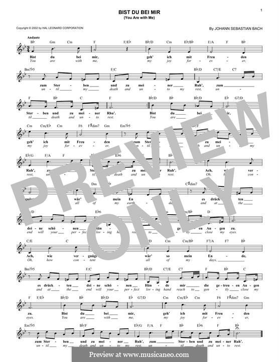 No.25 Bist du bei mir (You Are with Me), Printable scores, BWV 508: melodia by Johann Sebastian Bach