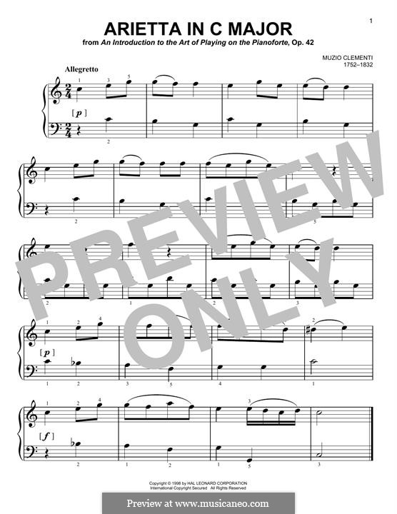 Introduction to the Art of Playing on the Piano, Op.42: No.5 Arietta in C major by Muzio Clementi