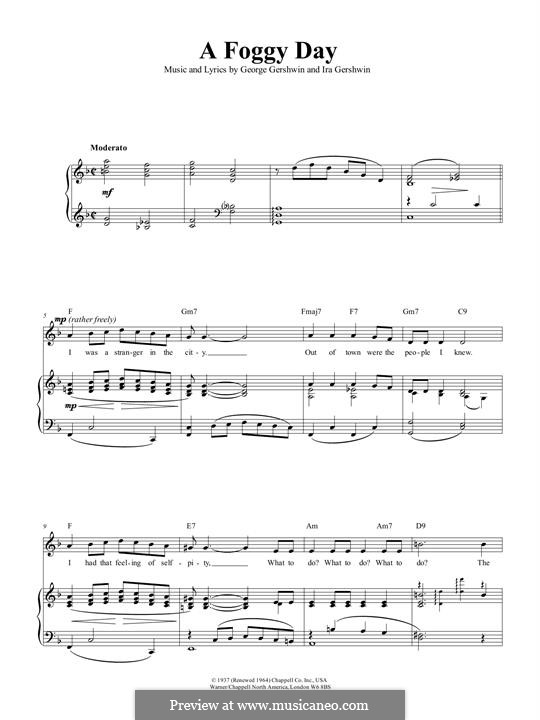 A Foggy Day (In London Town): Para vocais e piano (ou Guitarra) by George Gershwin