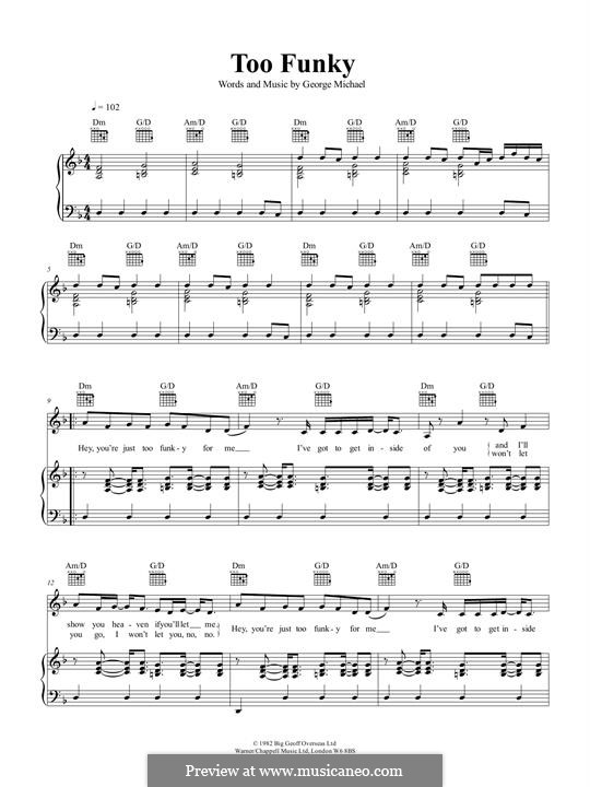 Too Funky: Para vocais e piano (ou Guitarra) by George Michael