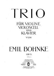 Piano Trio in B Flat Minor, Op.5: Partitura completa by Emil Bohnke