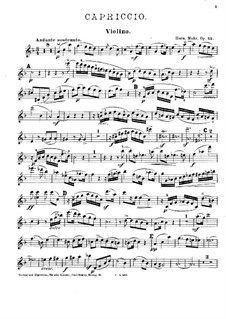Capriccio in F Major for Piano Quartet, Op.43: parte do violino by Hermann Mohr