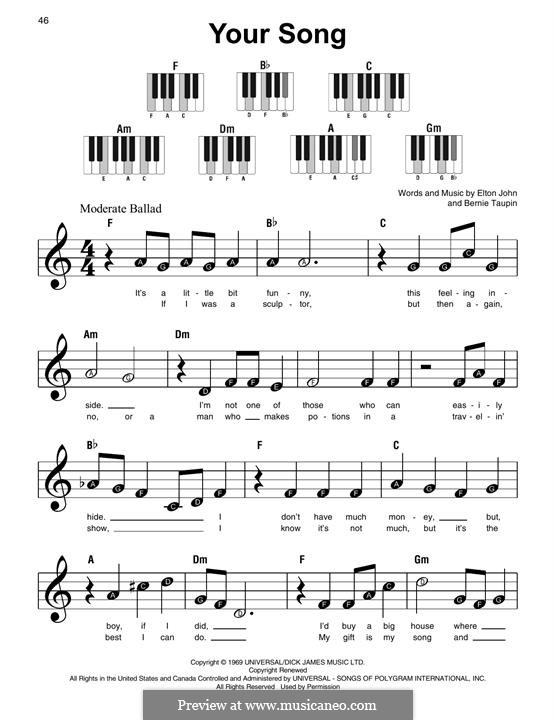 Your Song: Para Piano by Elton John