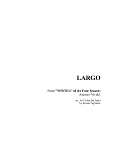 Violin Concerto No.4 in F Minor 'L'inverno', RV 297: Movement II, for violin and piano with violin part by Antonio Vivaldi