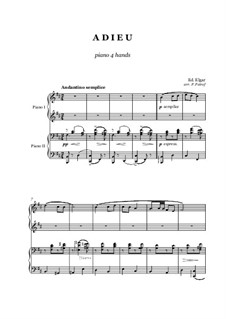 Adieu: para piano de quadro mãos by Edward Elgar