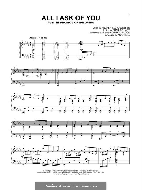 All I Ask of You, for piano: para um único musico (Editado por H. Bulow) by Andrew Lloyd Webber