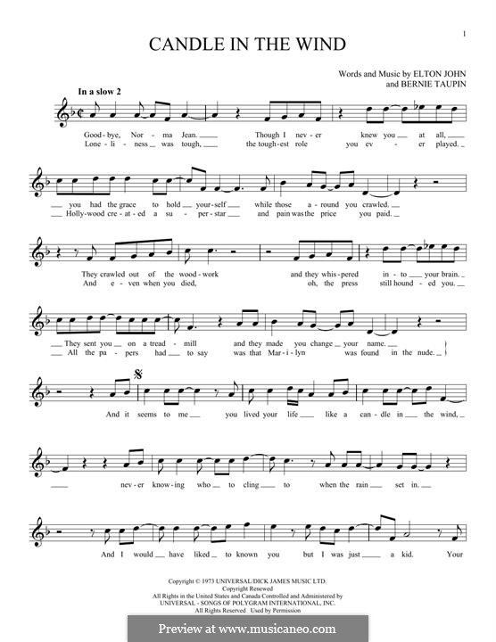 Candle in the Wind 1997 por E. John Partituras on músicaNeo