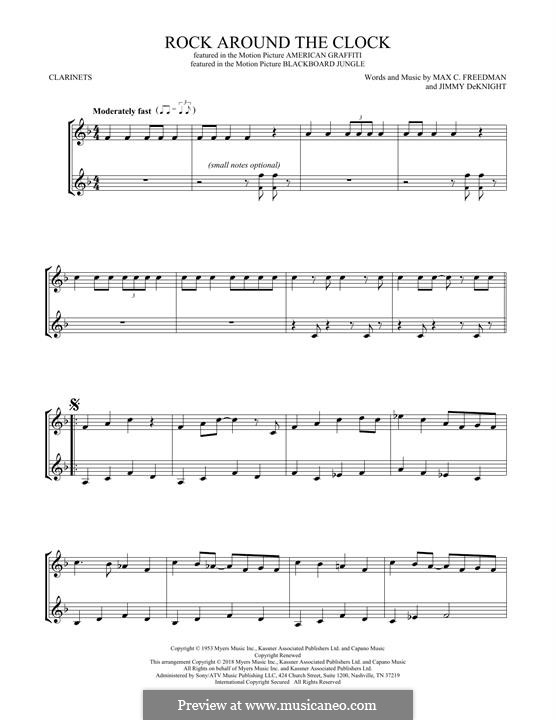 Rock Around the Clock (Bill Haley and His Comets): para duas clarinetas by Jimmy DeKnight, Max C. Freedman