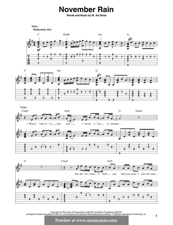 November Rain (Guns N' Roses): Para Guitarra by W. Axl Rose