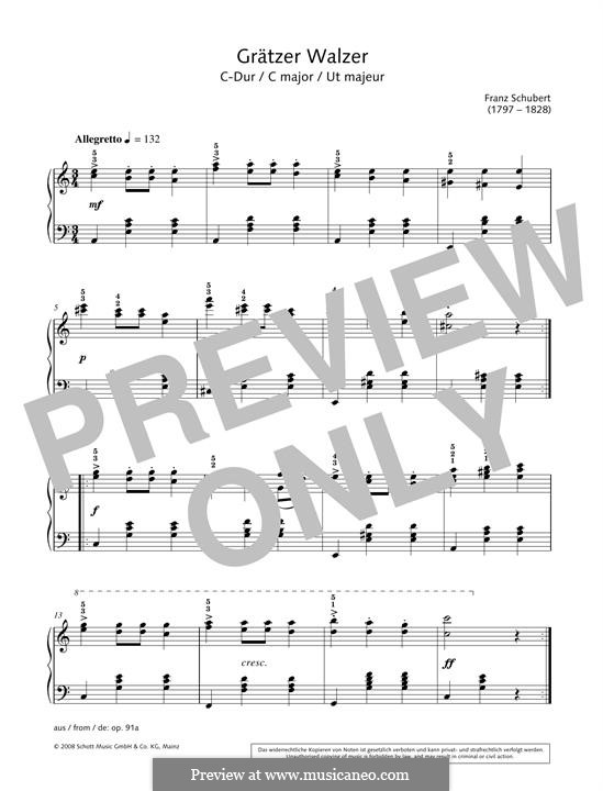 Grätzer Walzer in C major: Grätzer Walzer in C major by Franz Schubert
