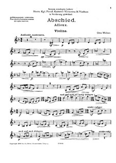 Adieux for Violin, Cello and Harp: parte do violino by Otto Weber