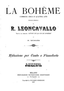 La bohème: arranjos para solistas, coral e piano by Ruggero Leoncavallo