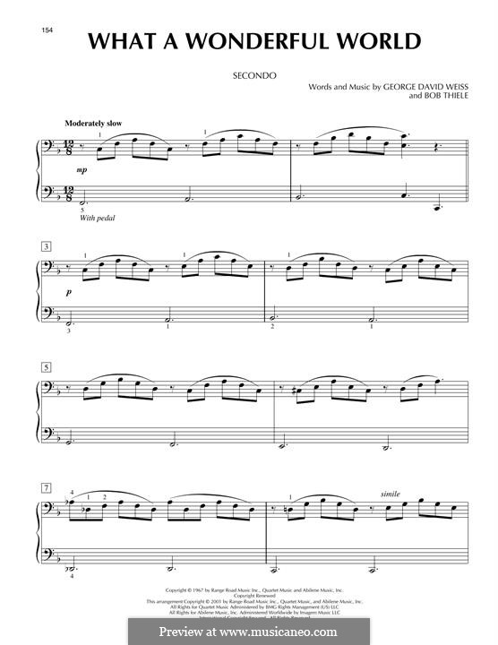 Piano version: For four hands by Bob Thiele, George David Weiss