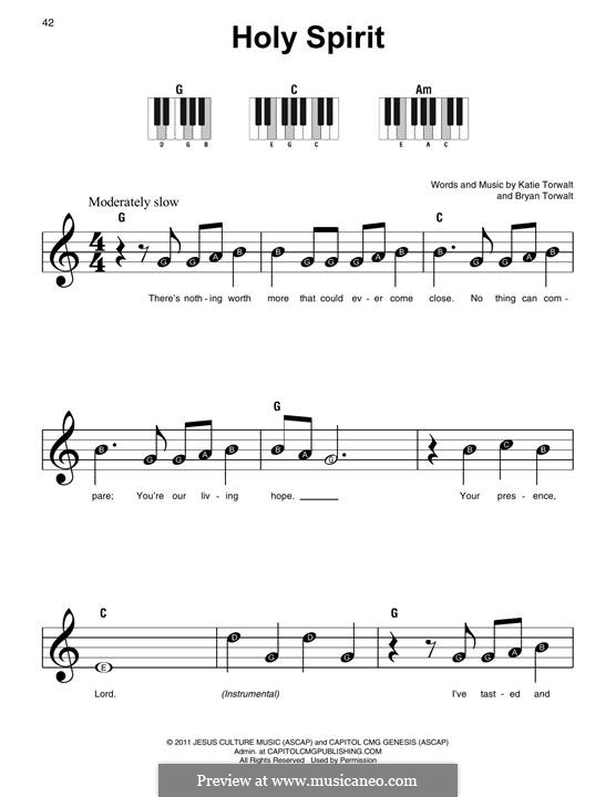 Holy Spirit: Facil para o piano by Katie Torwalt, Bryan Torwalt