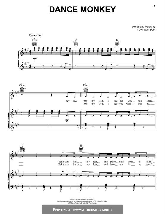 Dance Monkey (Tones And I): Para vocais e piano (ou Guitarra) by Toni Watson