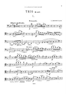Piano Trio No.1 in D Minor, Op.32: parte violoncelo by Anton Arensky