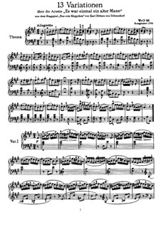 Thirteen Variations on Theme from 'Das rote Käppchen' by Dittersdorf, WoO 66: Para Piano by Ludwig van Beethoven