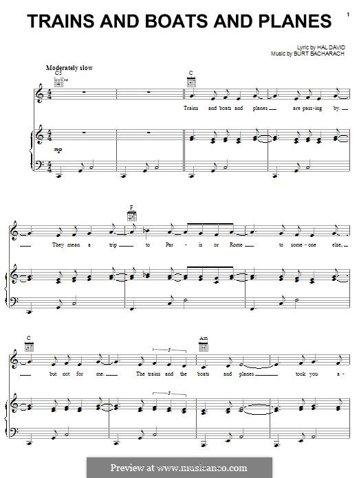 Trains and Boats and Planes por B. Bacharach Partituras on músicaNeo