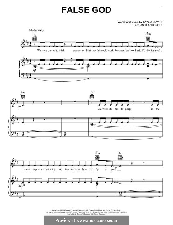 False God: Para vocais e piano (ou Guitarra) by Taylor Swift, Jack Antonoff