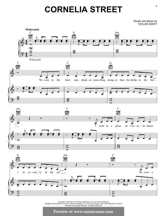 Cornelia Street: Para vocais e piano (ou Guitarra) by Taylor Swift