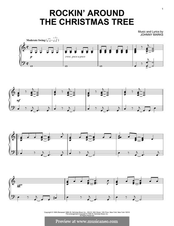 Rockin' Around the Christmas Tree: Para Piano by Johnny Marks