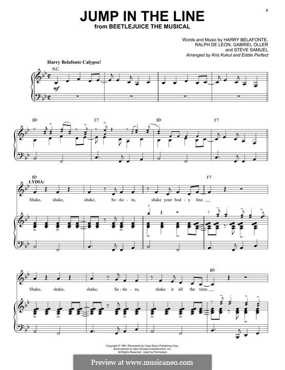 Jump in the Line (from Beetlejuice The Musical): Para vocais e piano by Rafael De Leon, Harry Belafonte, Gabriel Oller, Steve Samuel