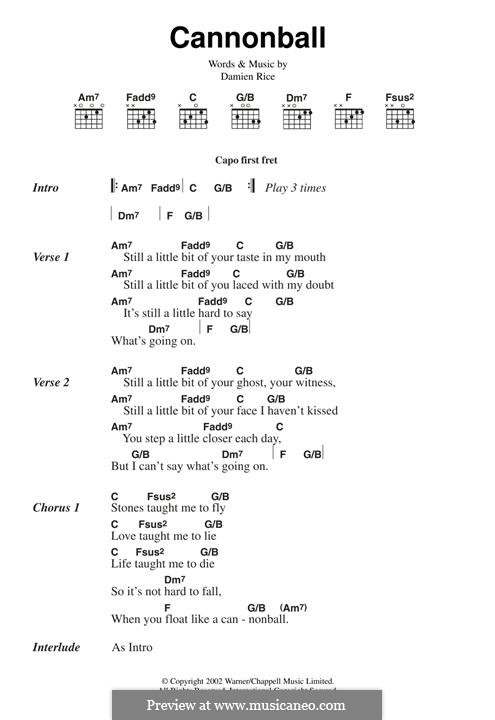 Cannonball: Letras e Acordes by Damien Rice