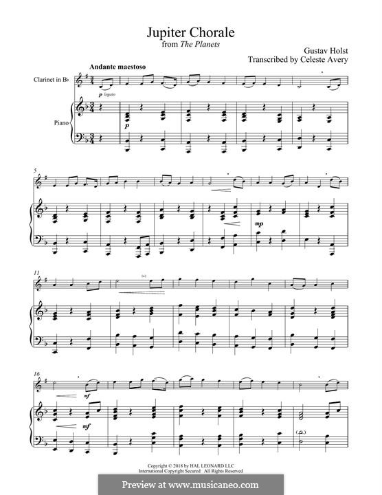 Jupiter: para clarinete e piano by Gustav Holst