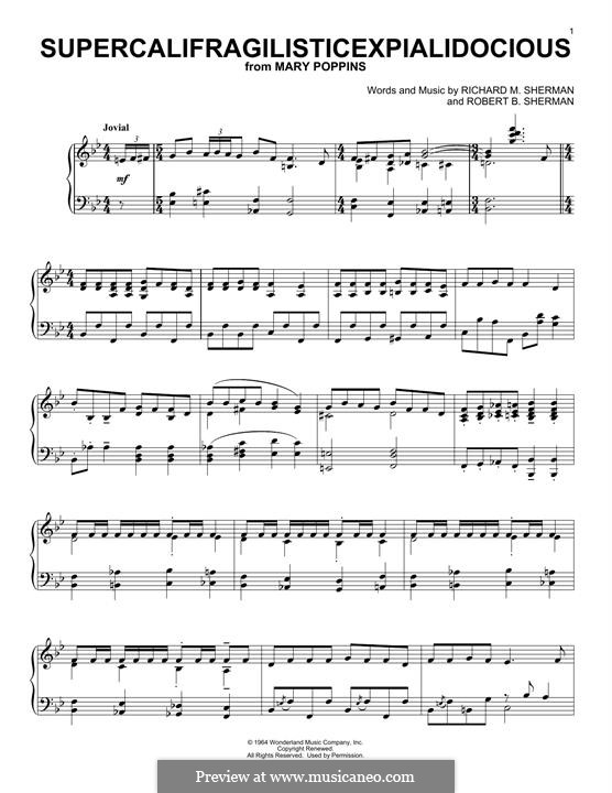 Supercalifragilisticexpialidocious (from Mary Poppins), for Piano: para um único musico (Editado por H. Bulow) by Richard M. Sherman, Robert B. Sherman