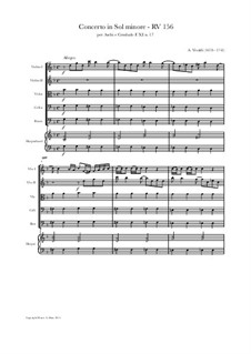 Concerto for Strings in G Minor, RV 156: Score and parts by Antonio Vivaldi