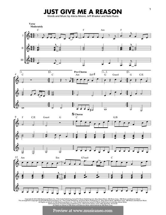 Just Give Me a Reason (Pink): Para guitarra com guia by Alecia Moore, Jeff Bhasker, Nathaniel Ruess