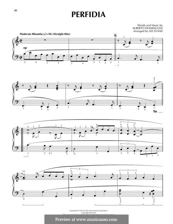 Perfidia: Para Piano by Alberto Dominguez