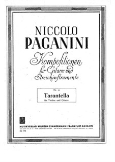 Tarantella for Violin and Guitar, MS 76: parte Guitarra by Niccolò Paganini