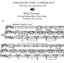 For Low Voice: No.26-50 Book II (piano accompaniments and sheet music) by Giuseppe Concone