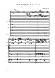 Concerto for Two Cellos and Strings in G Minor, RV 531: Score, parts by Antonio Vivaldi