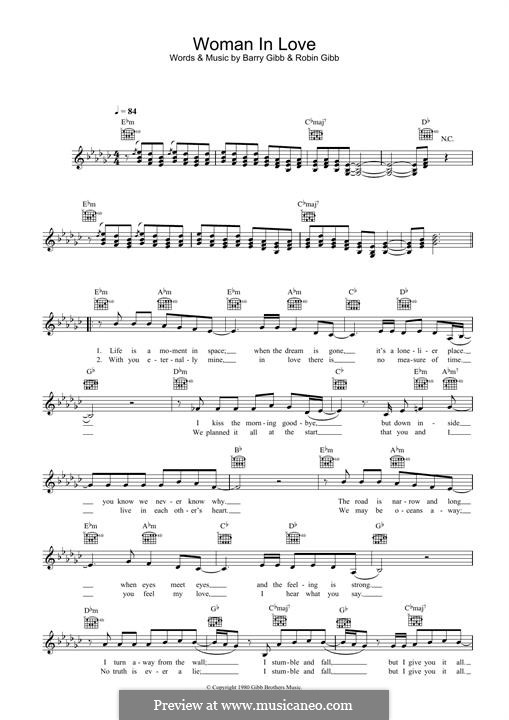 A Woman in Love (Barbra Streisand): melodia by Barry Gibb, Robin Gibb