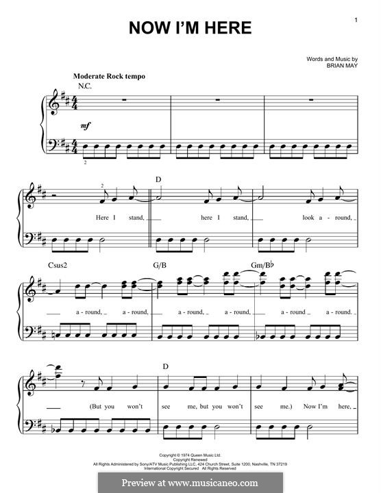 Now I'm Here (Queen): Para Piano by Brian May