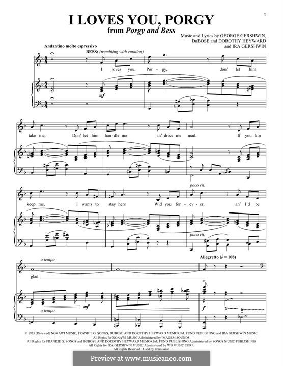 I Loves You, Porgy: Para vocais e piano by George Gershwin