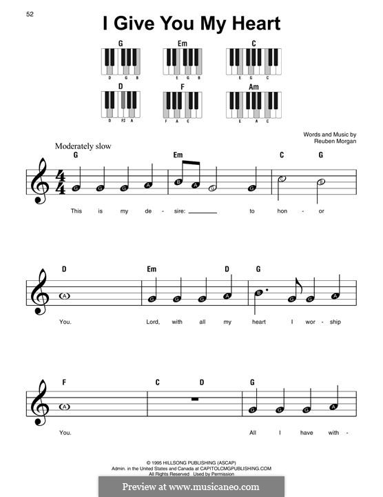 I Give You My Heart: Para Piano by Reuben Morgan