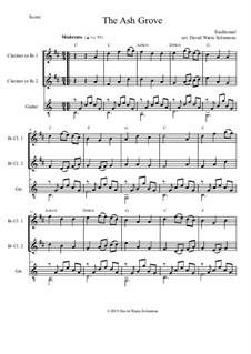 The Ash Grove: For 2 clarinets and guitar by folklore