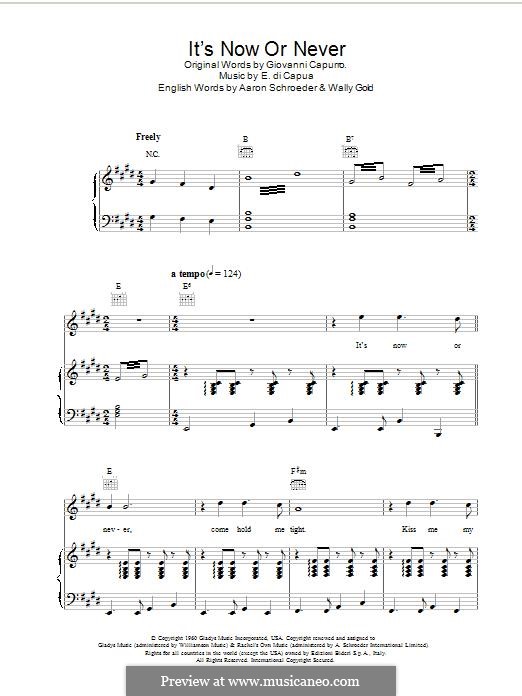 It's Now or Never (Elvis Presley): Para vocais e piano (ou Guitarra) by Eduardo di Capua, Aaron Schroeder, Wally Gold