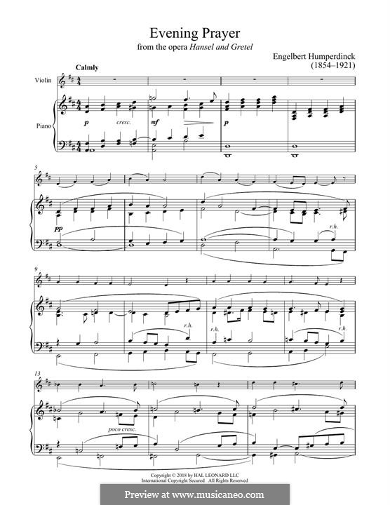 Evening Prayer: para violino by Engelbert Humperdinck