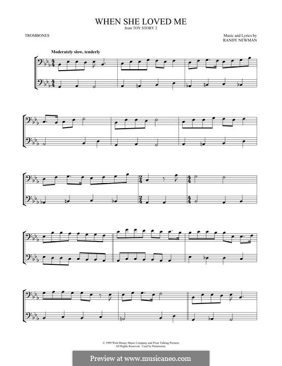 When She Loved Me (from Toy Story 2): For two trombones by Randy Newman