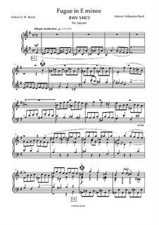Prelude and Fugue No.18 in E Minor 'Wedge', BWV 548: Fugue, for bayan by Johann Sebastian Bach