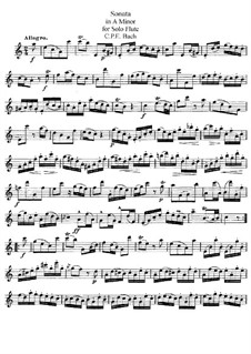 Sonata for Flute in A Minor, H 562 Wq 132: movimento II by Carl Philipp Emanuel Bach