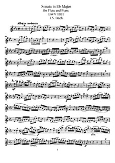 Sonata for Flute and Harpsichord No.2 in E Flat Major, BWV 1031: Parte de solo by Johann Sebastian Bach