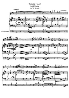 Sonata for Flute and Basso Continuo No.2 in G Major: partitura by Johann Christoph Friedrich Bach