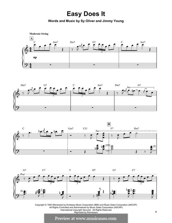 Easy Does It (Count Basie): Para Piano by Jimmy Young, Sy Oliver